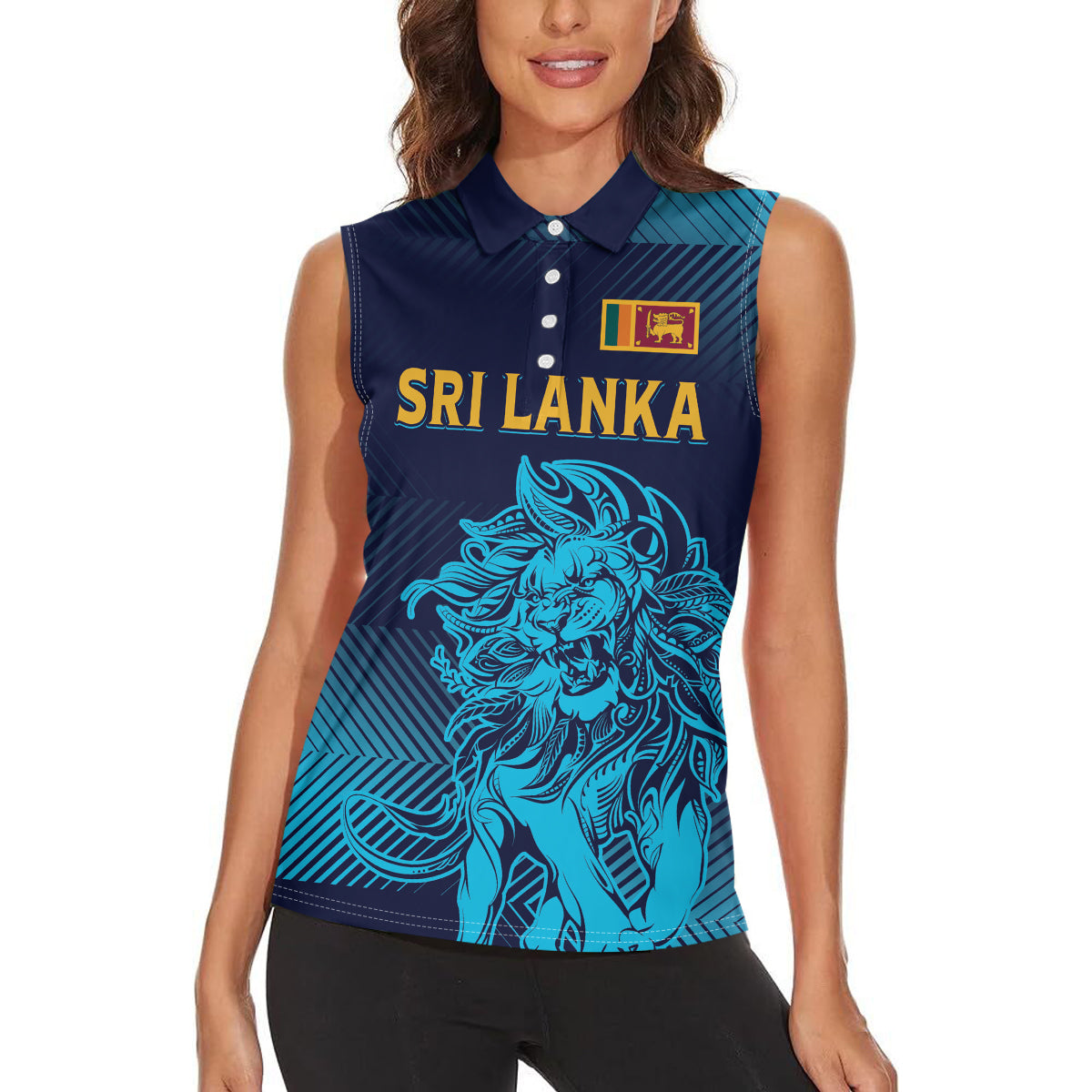 Sri Lanka Cricket Lion World Cup 2024 Women Sleeveless Polo Shirt Gradient Inspiration - Wonder Print Shop