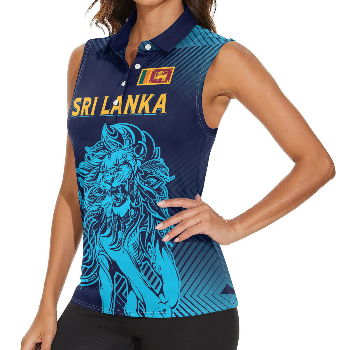 Sri Lanka Cricket Lion World Cup 2024 Women Sleeveless Polo Shirt Gradient Inspiration - Wonder Print Shop