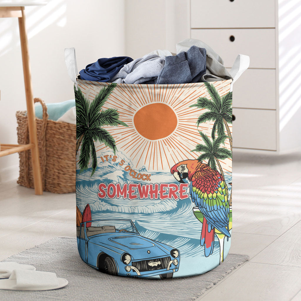 Summer Holiday It's 5 o'clock Somewhere Vintage Hawaii Laundry Basket
