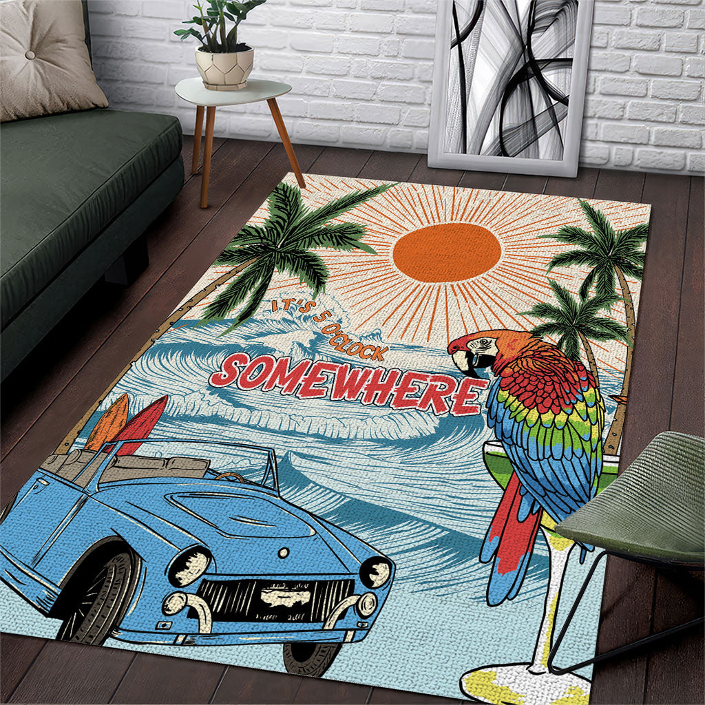 Summer Holiday It's 5 o'clock Somewhere Vintage Hawaii Area Rug
