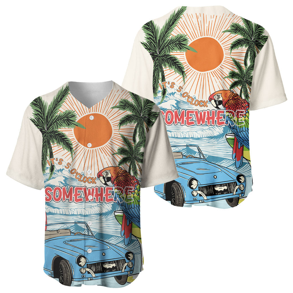 Summer Holiday It's 5 o'clock Somewhere Vintage Hawaii Baseball Jersey