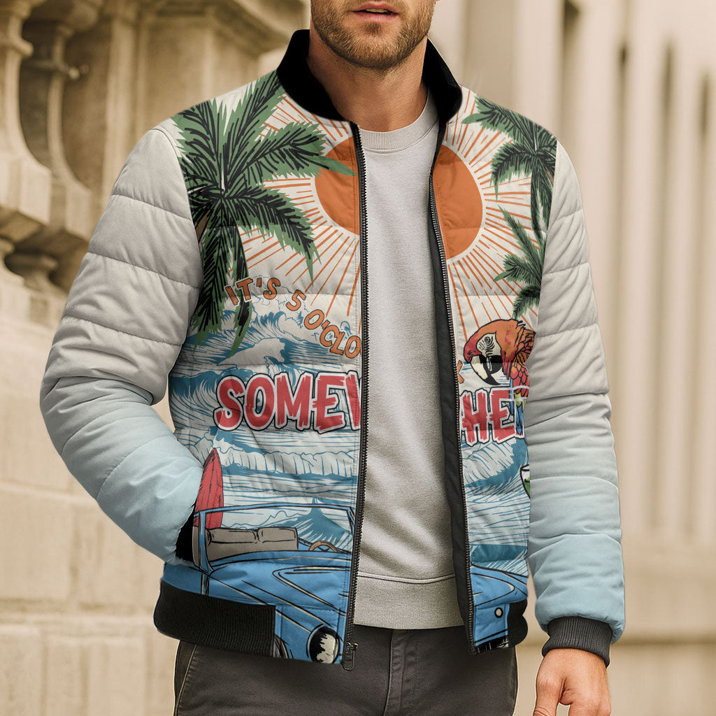 Summer Holiday It's 5 o'clock Somewhere Vintage Hawaii Bomber Puffer Jacket