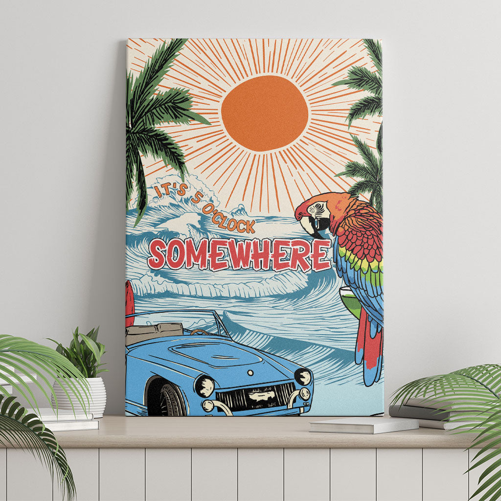 Summer Holiday It's 5 o'clock Somewhere Vintage Hawaii Canvas Wall Art
