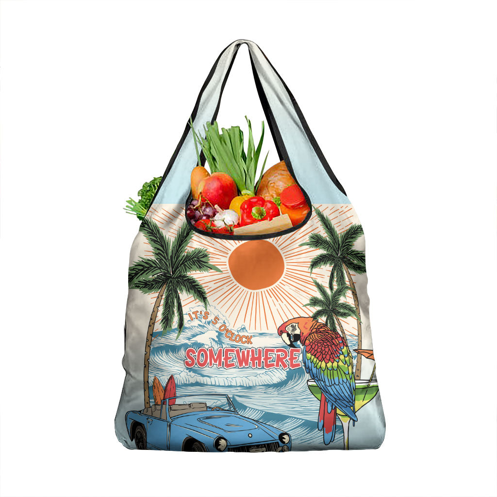 Summer Holiday It's 5 o'clock Somewhere Vintage Hawaii Grocery Bag