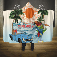 Summer Holiday It's 5 o'clock Somewhere Vintage Hawaii Hooded Blanket