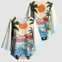 Summer Holiday It's 5 o'clock Somewhere Vintage Hawaii Kimono Sleeve Blouse