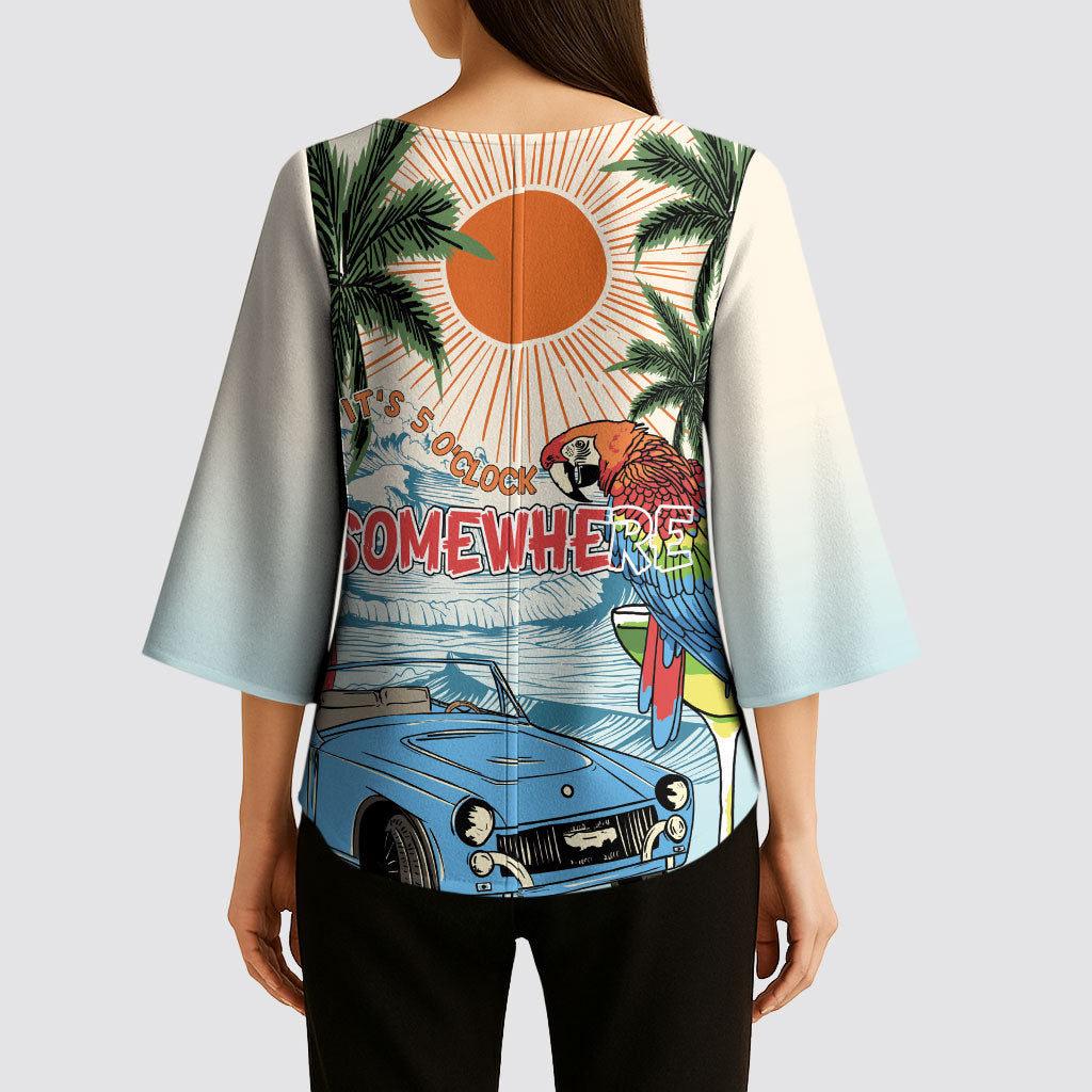 Summer Holiday It's 5 o'clock Somewhere Vintage Hawaii Kimono Sleeve Blouse