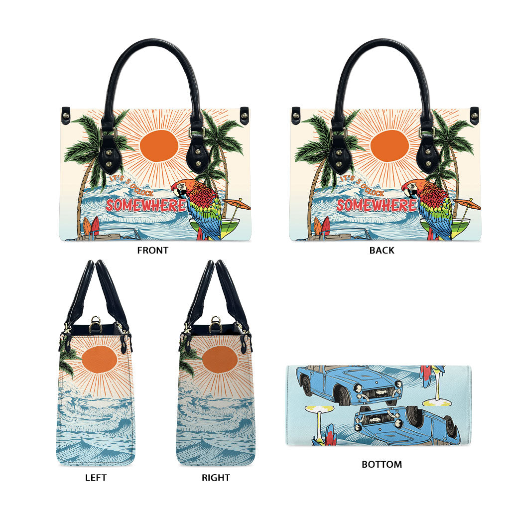 Summer Holiday It's 5 o'clock Somewhere Vintage Hawaii Leather Bag