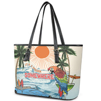 Summer Holiday It's 5 o'clock Somewhere Vintage Hawaii Leather Tote Bag
