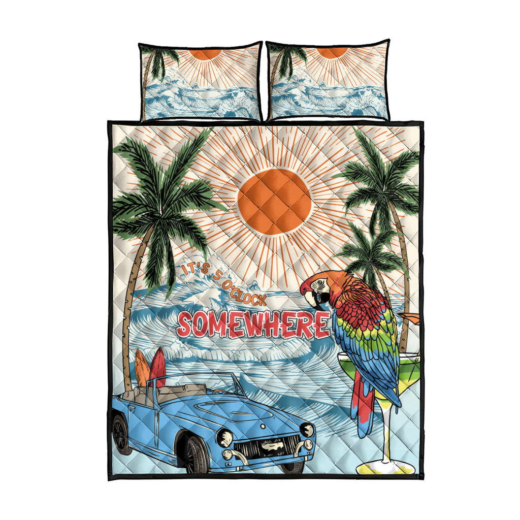 Summer Holiday It's 5 o'clock Somewhere Vintage Hawaii Quilt Bed Set