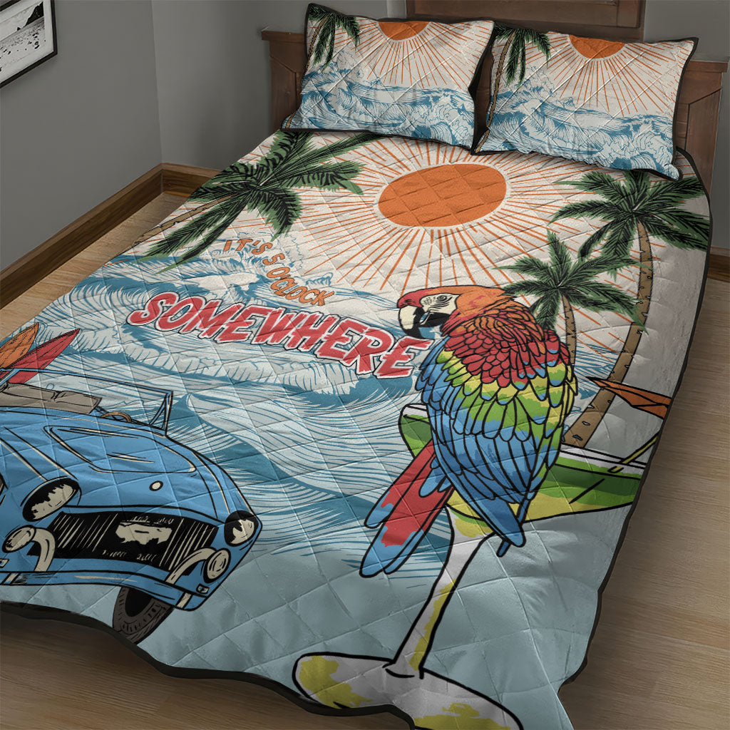 Summer Holiday It's 5 o'clock Somewhere Vintage Hawaii Quilt Bed Set