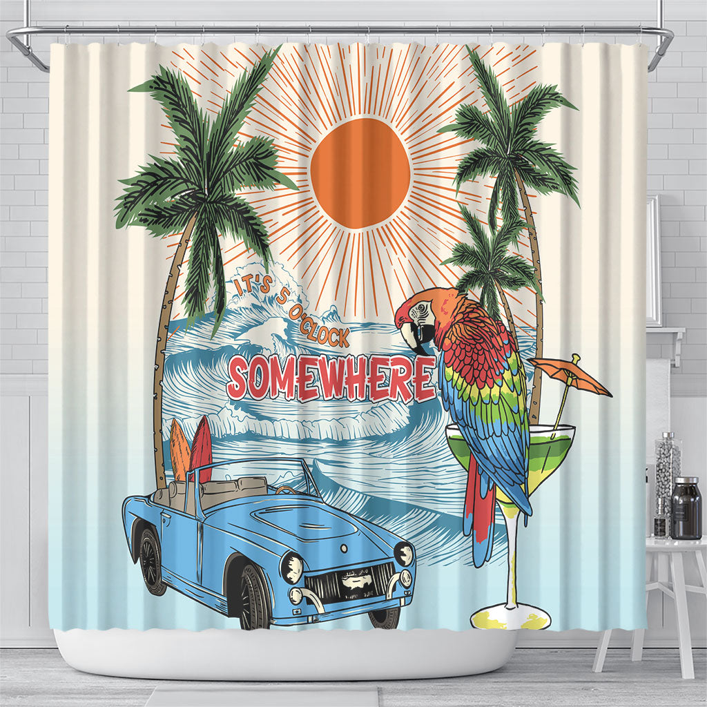 Summer Holiday It's 5 o'clock Somewhere Vintage Hawaii Shower Curtain