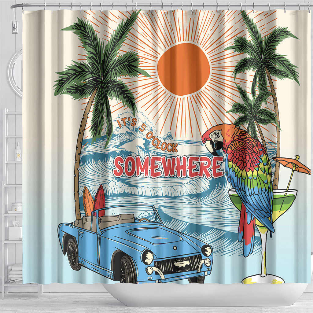 Summer Holiday It's 5 o'clock Somewhere Vintage Hawaii Shower Curtain