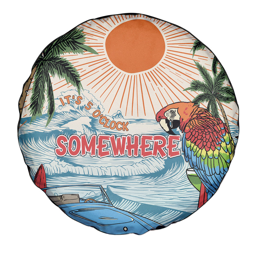 Summer Holiday It's 5 o'clock Somewhere Vintage Hawaii Spare Tire Cover