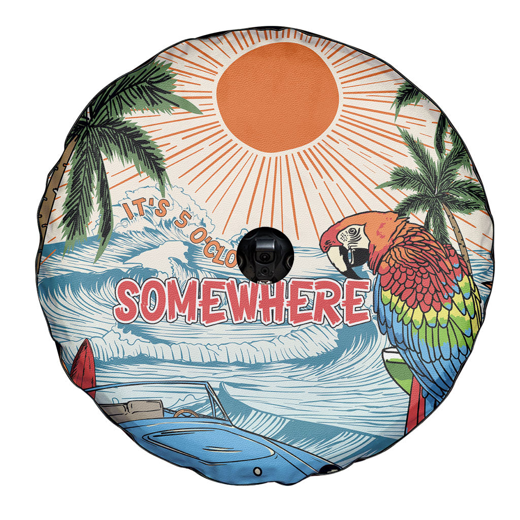 Summer Holiday It's 5 o'clock Somewhere Vintage Hawaii Spare Tire Cover