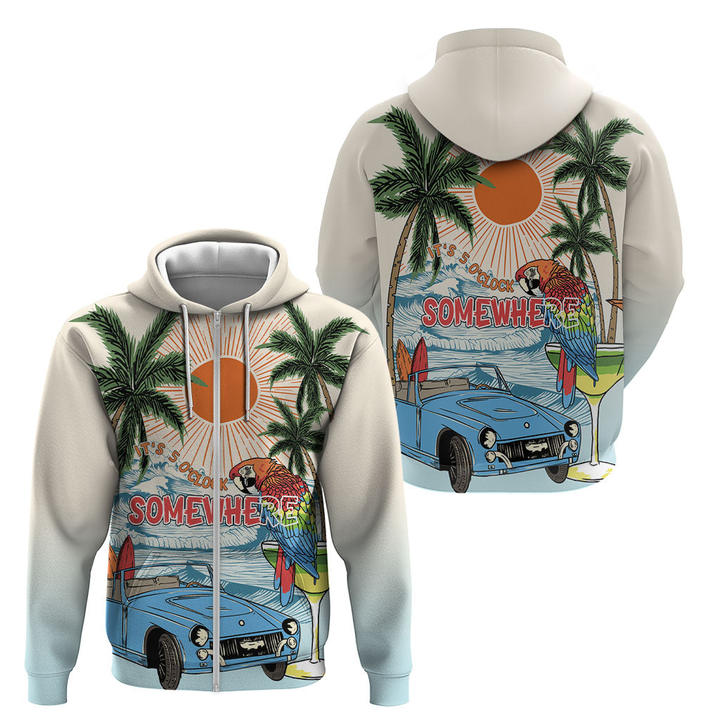 Summer Holiday It's 5 o'clock Somewhere Vintage Hawaii Zip Hoodie