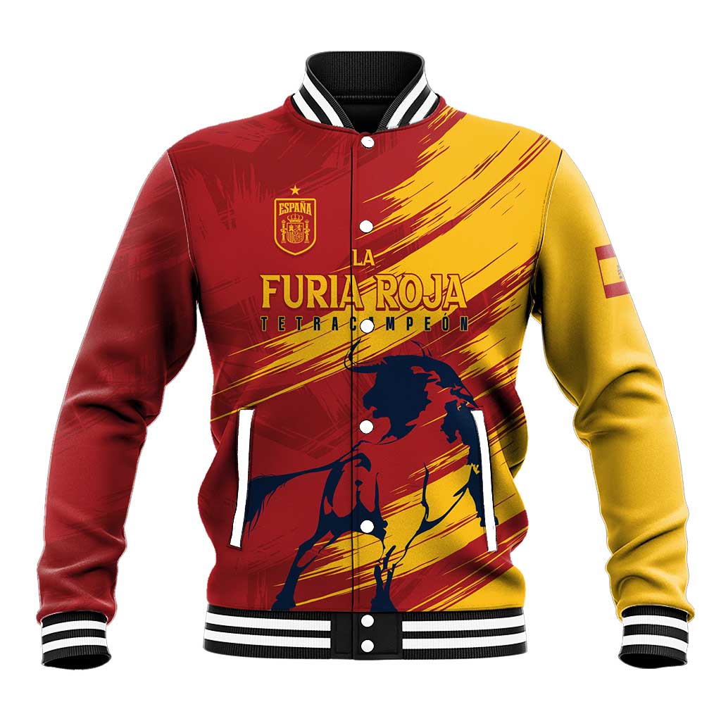 Spain La Furia Roja Custom Baseball Jacket 2024 Tetracampeon Espana LT7 - Wonder Print Shop