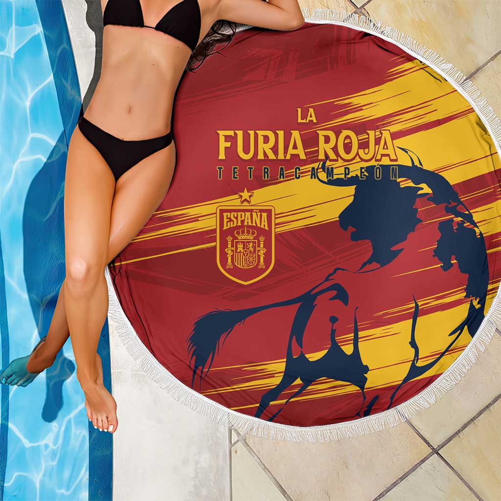 Spain La Furia Roja Beach Blanket 2024 Tetracampeon Espana LT7 - Wonder Print Shop