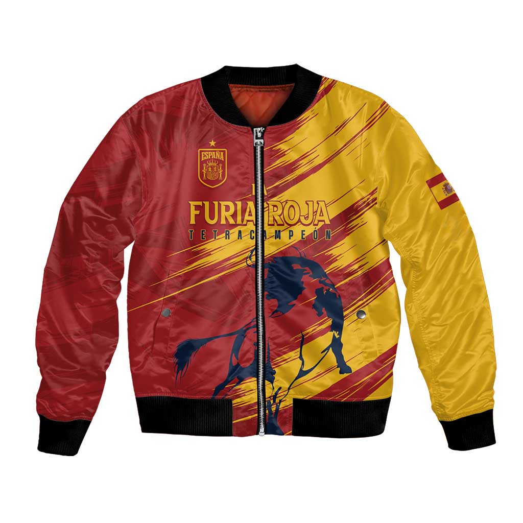 Spain La Furia Roja Custom Bomber Jacket 2024 Tetracampeon Espana LT7 - Wonder Print Shop