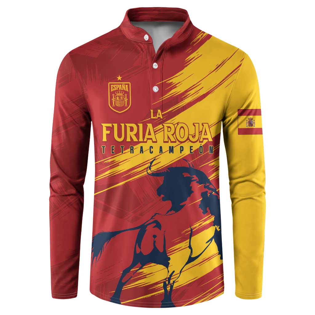 Spain La Furia Roja Custom Button Sweatshirt 2024 Tetracampeon Espana LT7 - Wonder Print Shop