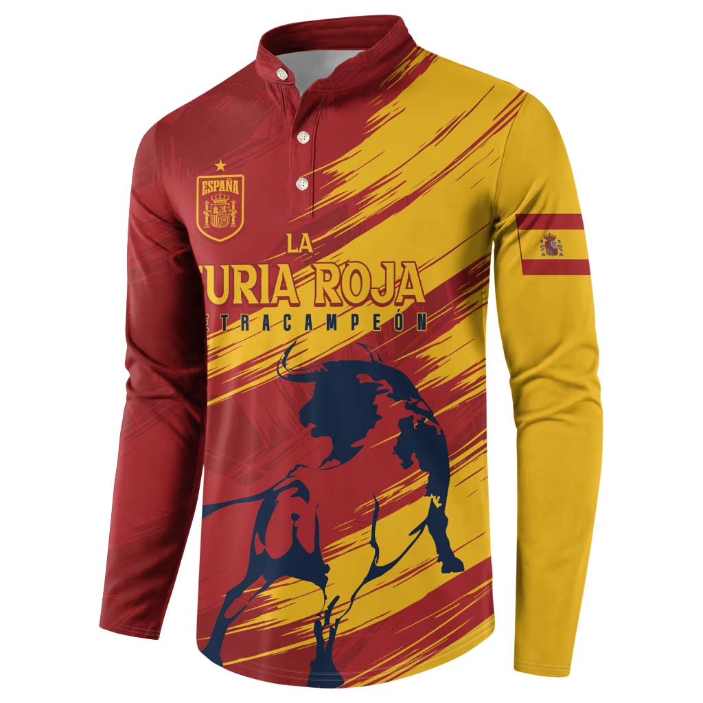 Spain La Furia Roja Custom Button Sweatshirt 2024 Tetracampeon Espana LT7 - Wonder Print Shop