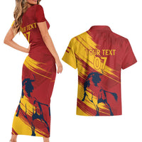 Spain La Furia Roja Custom Couples Matching Short Sleeve Bodycon Dress and Hawaiian Shirt 2024 Tetracampeon Espana LT7 - Wonder Print Shop