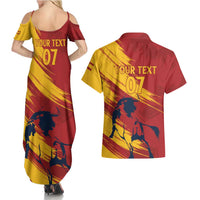 Spain La Furia Roja Custom Couples Matching Summer Maxi Dress and Hawaiian Shirt 2024 Tetracampeon Espana LT7 - Wonder Print Shop