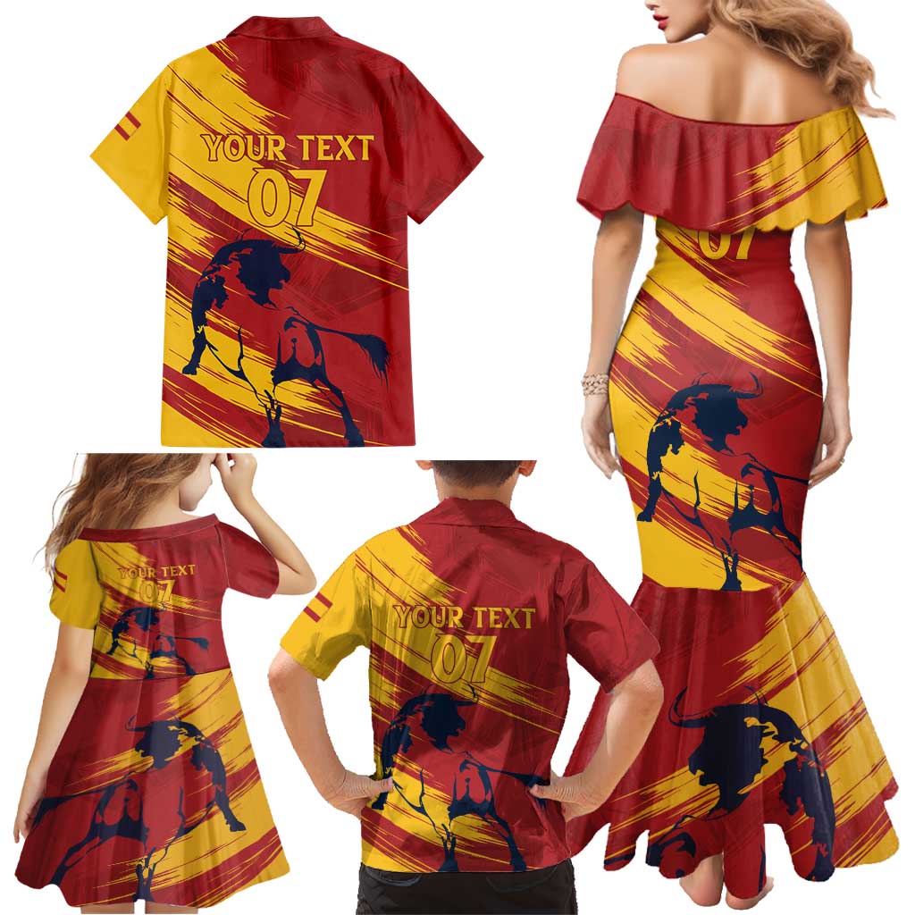 Spain La Furia Roja Custom Family Matching Mermaid Dress and Hawaiian Shirt 2024 Tetracampeon Espana LT7 - Wonder Print Shop