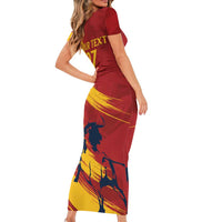 Spain La Furia Roja Custom Family Matching Short Sleeve Bodycon Dress and Hawaiian Shirt 2024 Tetracampeon Espana - Wonder Print Shop