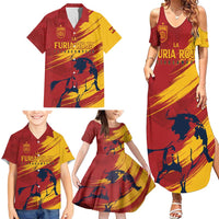 Spain La Furia Roja Custom Family Matching Summer Maxi Dress and Hawaiian Shirt 2024 Tetracampeon Espana - Wonder Print Shop