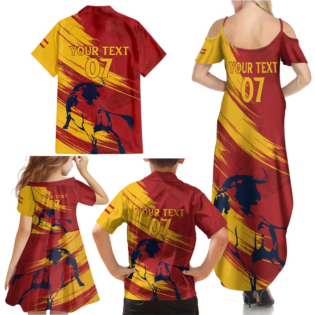 Spain La Furia Roja Custom Family Matching Summer Maxi Dress and Hawaiian Shirt 2024 Tetracampeon Espana - Wonder Print Shop