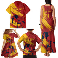 Spain La Furia Roja Custom Family Matching Tank Maxi Dress and Hawaiian Shirt 2024 Tetracampeon Espana - Wonder Print Shop