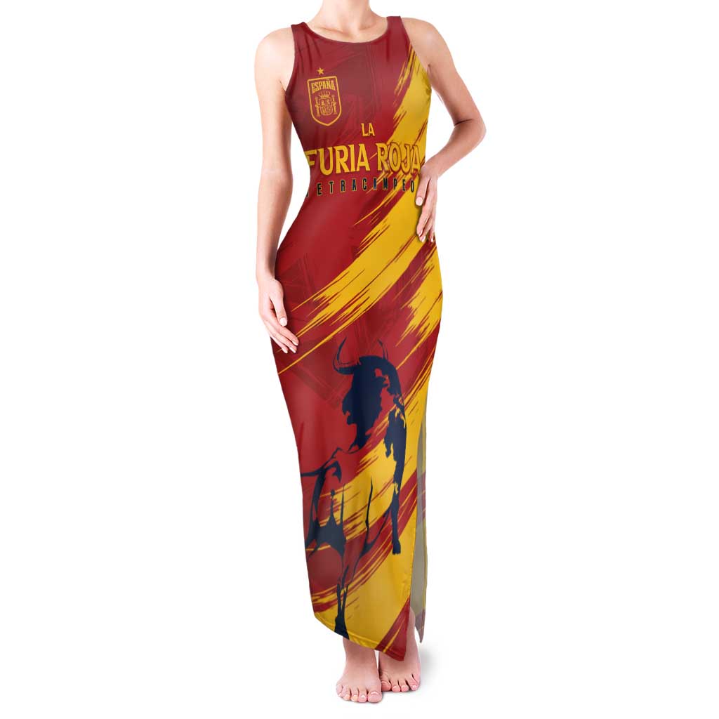 Spain La Furia Roja Custom Family Matching Tank Maxi Dress and Hawaiian Shirt 2024 Tetracampeon Espana - Wonder Print Shop