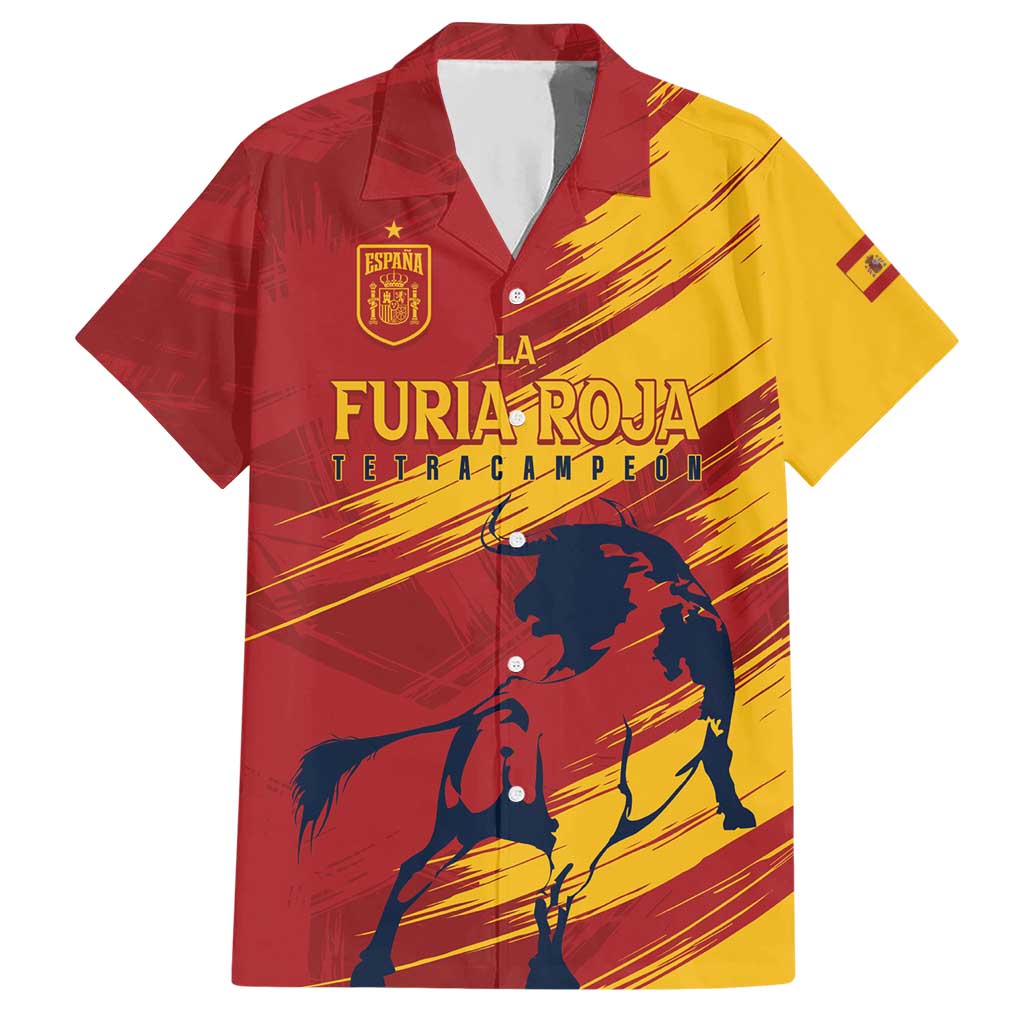 Spain La Furia Roja Custom Hawaiian Shirt 2024 Tetracampeon Espana - Wonder Print Shop