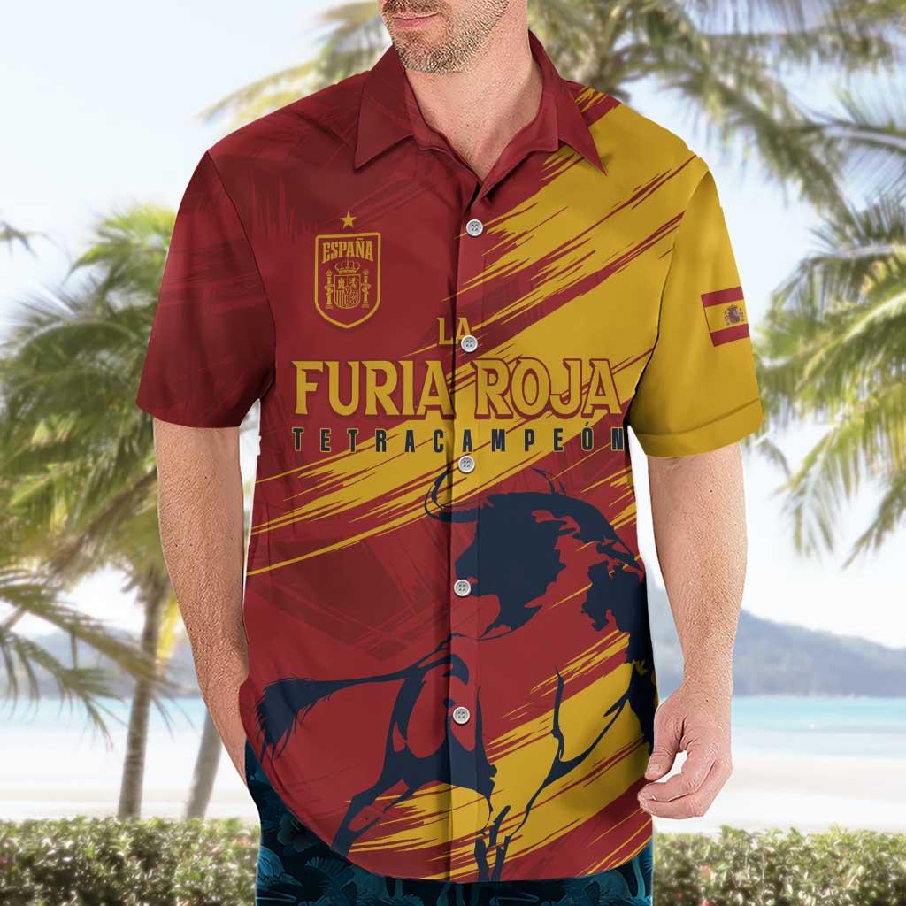 Spain La Furia Roja Custom Hawaiian Shirt 2024 Tetracampeon Espana - Wonder Print Shop