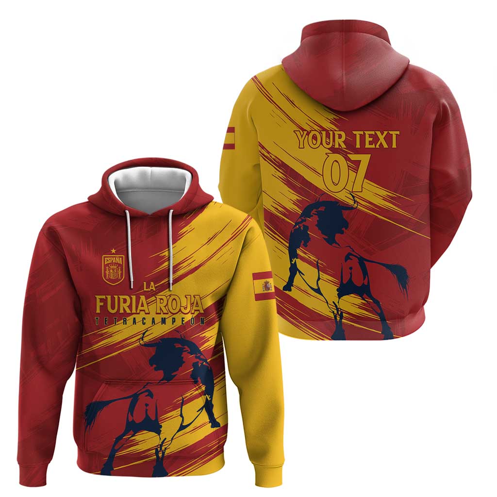 Spain La Furia Roja Custom Hoodie 2024 Tetracampeon Espana - Wonder Print Shop