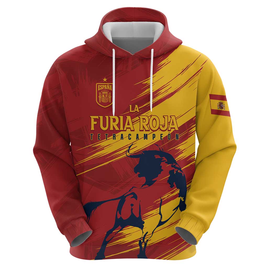 Spain La Furia Roja Custom Hoodie 2024 Tetracampeon Espana - Wonder Print Shop