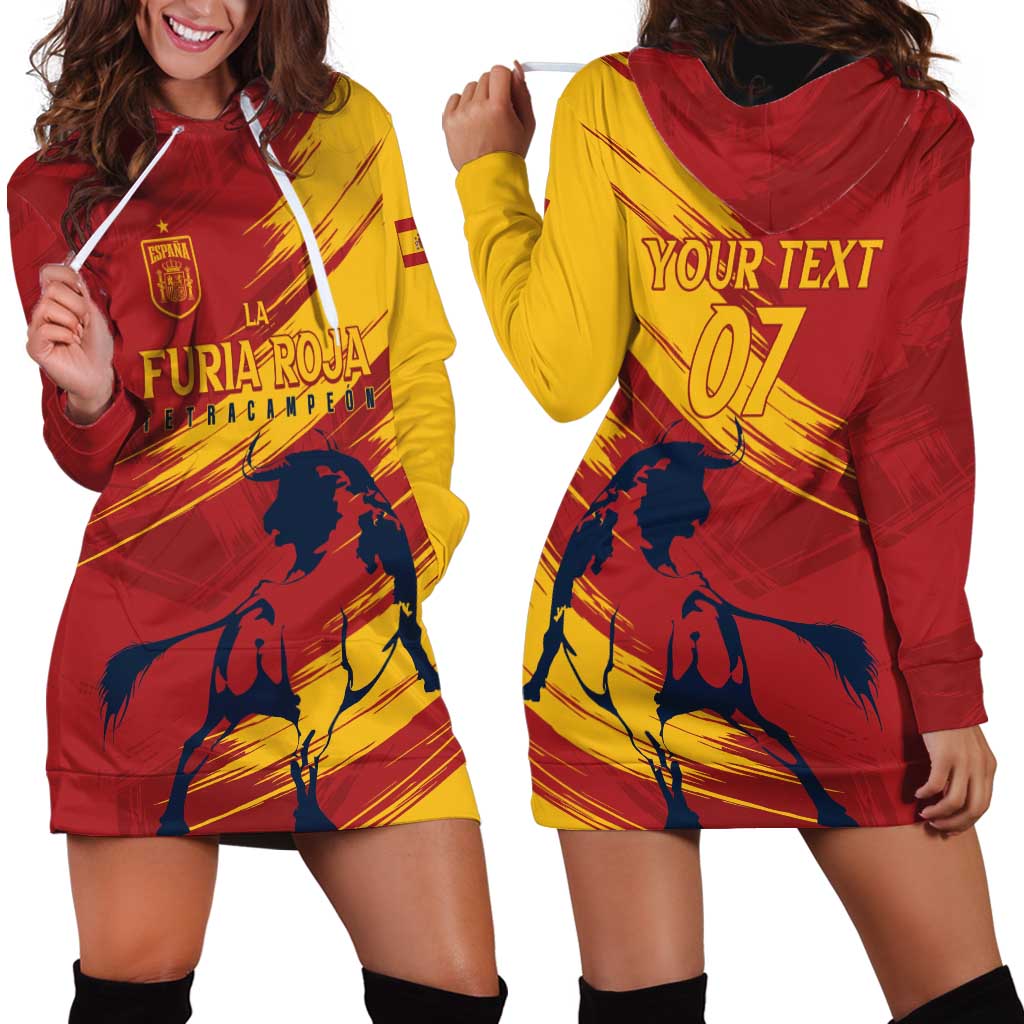 Spain La Furia Roja Custom Hoodie Dress 2024 Tetracampeon Espana - Wonder Print Shop
