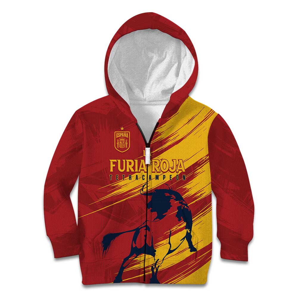 Spain La Furia Roja Custom Kid Hoodie 2024 Tetracampeon Espana - Wonder Print Shop