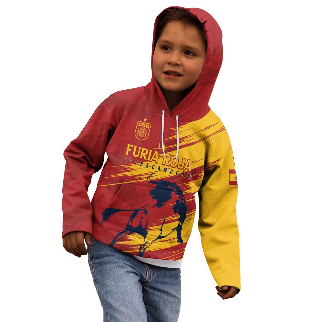 Spain La Furia Roja Custom Kid Hoodie 2024 Tetracampeon Espana - Wonder Print Shop