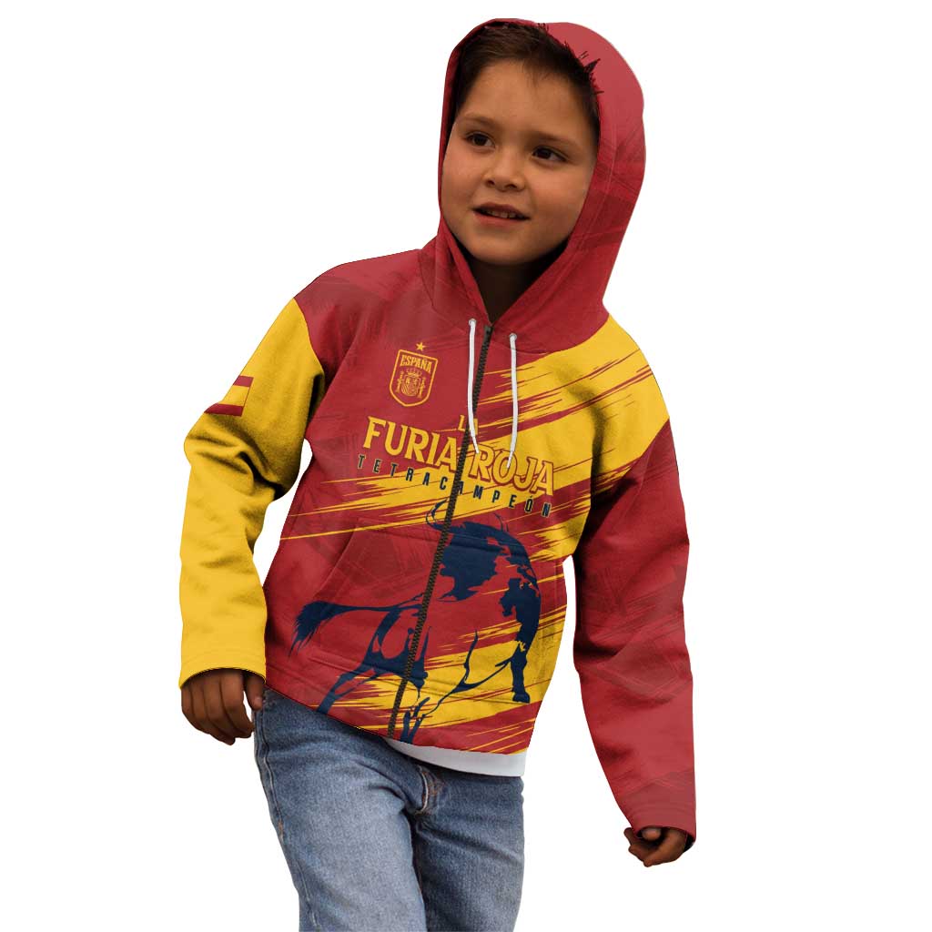 Spain La Furia Roja Custom Kid Hoodie 2024 Tetracampeon Espana - Wonder Print Shop