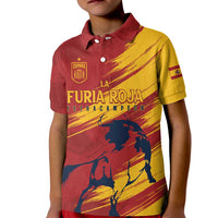 Spain La Furia Roja Custom Kid Polo Shirt 2024 Tetracampeon Espana - Wonder Print Shop