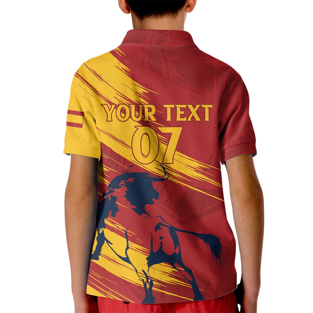 Spain La Furia Roja Custom Kid Polo Shirt 2024 Tetracampeon Espana - Wonder Print Shop