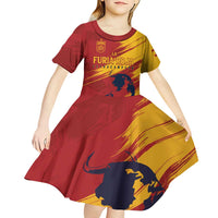 Spain La Furia Roja Custom Kid Short Sleeve Dress 2024 Tetracampeon Espana - Wonder Print Shop