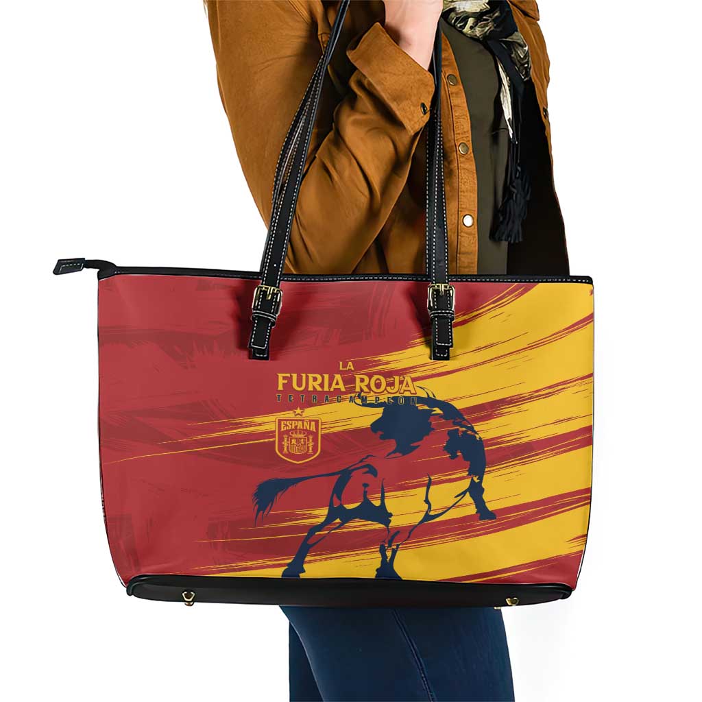 Spain La Furia Roja Leather Tote Bag 2024 Tetracampeon Espana - Wonder Print Shop
