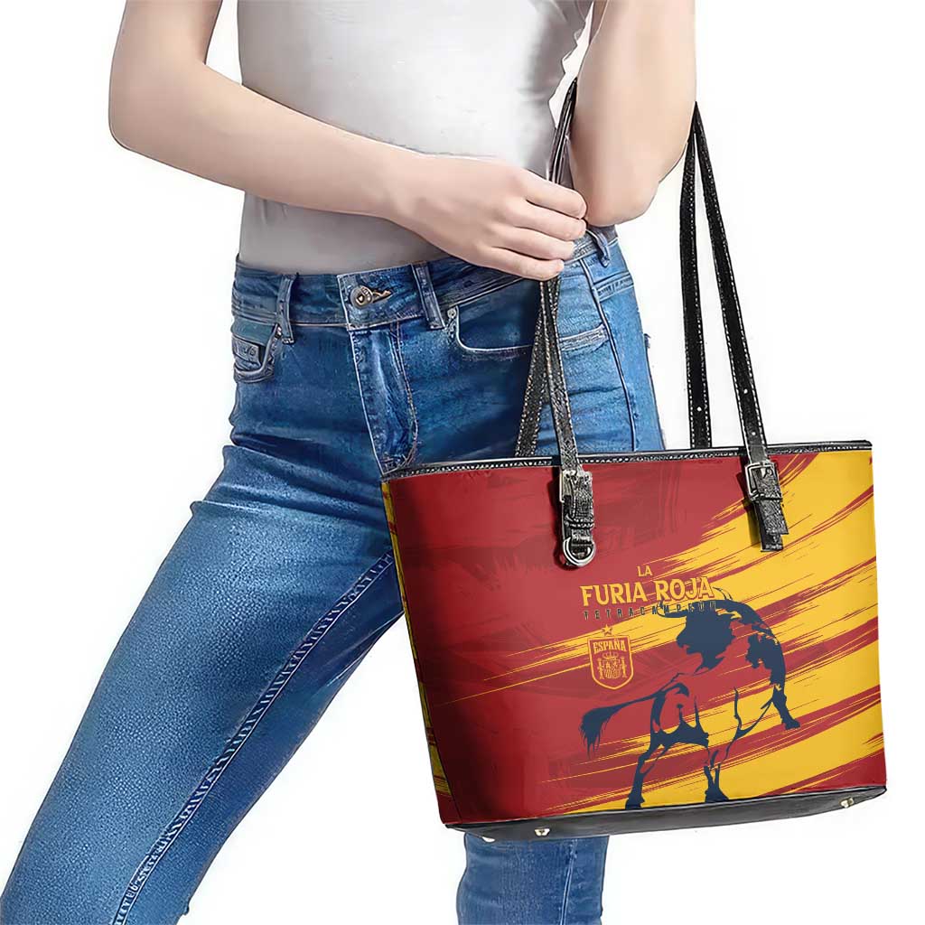 Spain La Furia Roja Leather Tote Bag 2024 Tetracampeon Espana - Wonder Print Shop