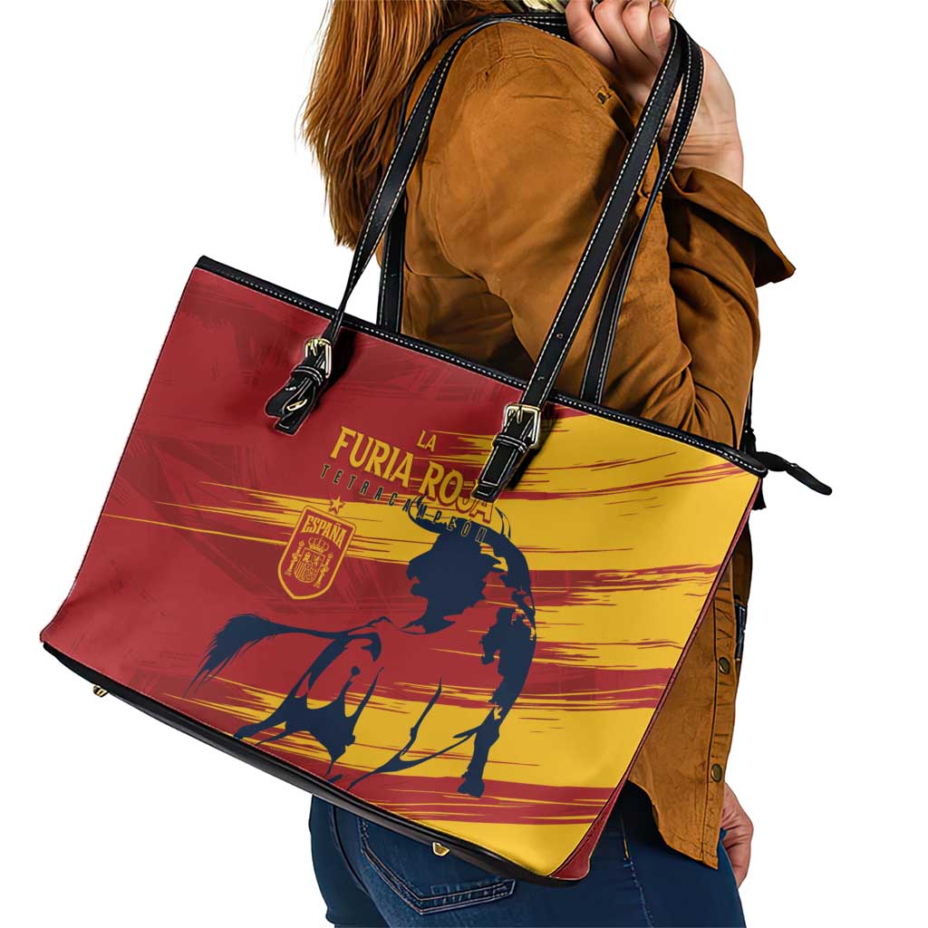 Spain La Furia Roja Leather Tote Bag 2024 Tetracampeon Espana - Wonder Print Shop