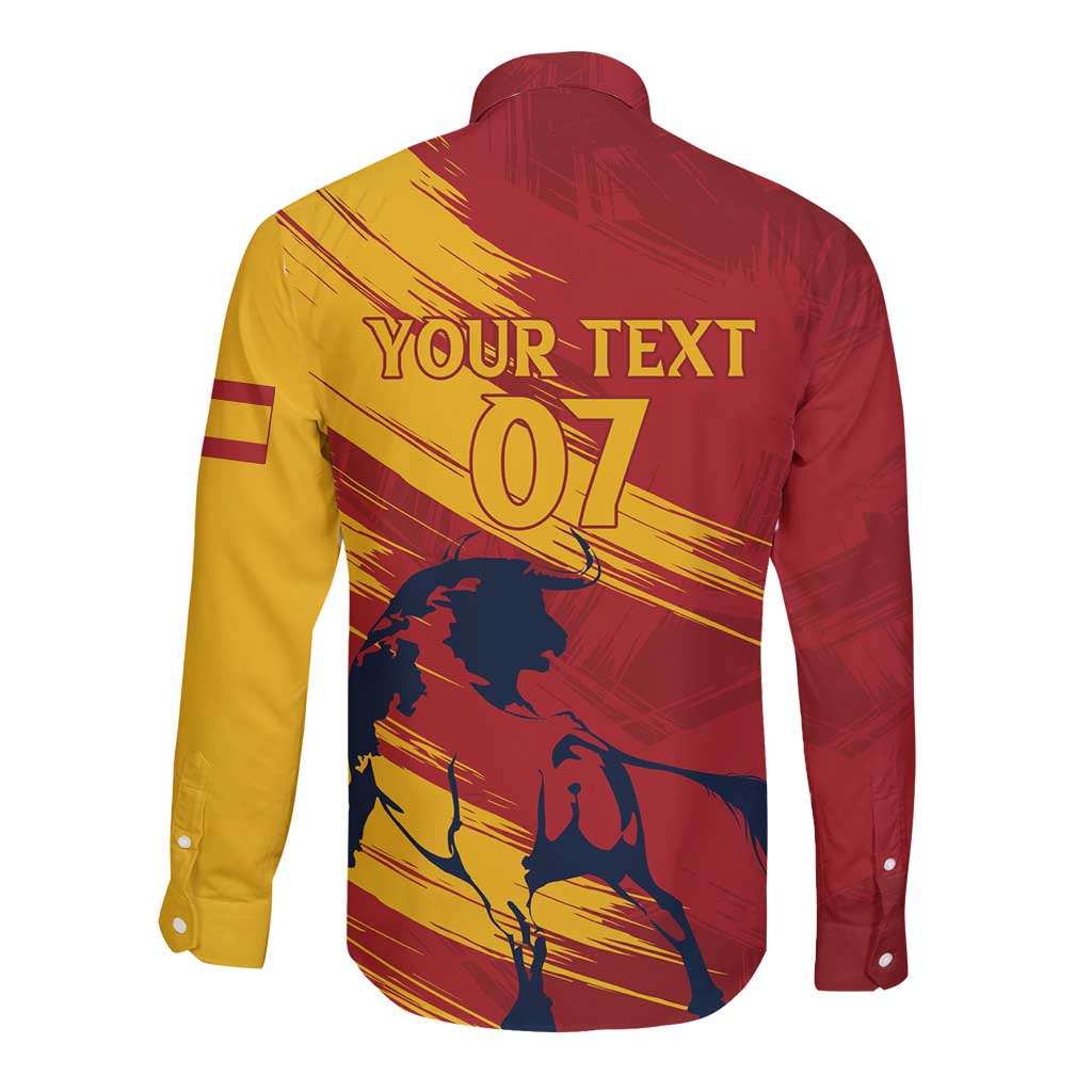 Spain La Furia Roja Custom Long Sleeve Button Shirt 2024 Tetracampeon Espana - Wonder Print Shop