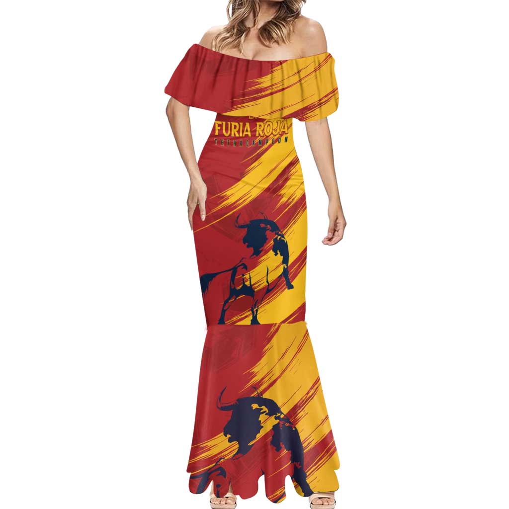 Spain La Furia Roja Custom Mermaid Dress 2024 Tetracampeon Espana - Wonder Print Shop