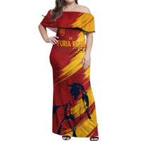 Spain La Furia Roja Custom Off Shoulder Maxi Dress 2024 Tetracampeon Espana - Wonder Print Shop